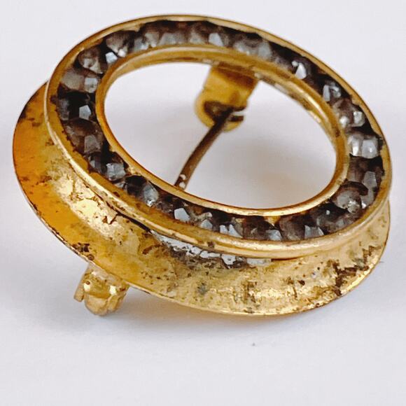 Lot of 3 VTG Brooches Mid Century to 1990s Gold Tone Rhinestone Mix READ - Picture 6 of 12